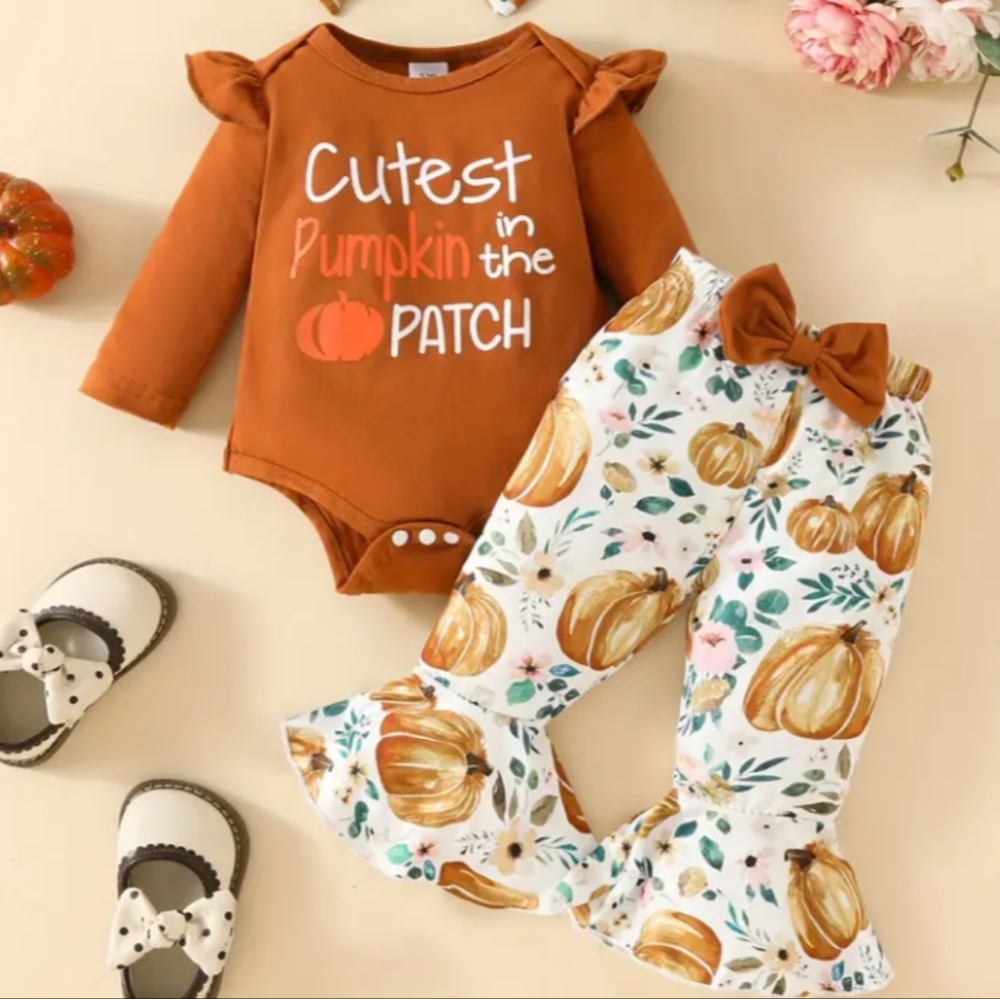 "Cutest Pumpkin In The Patch" Bodysuit and Bellbottom set